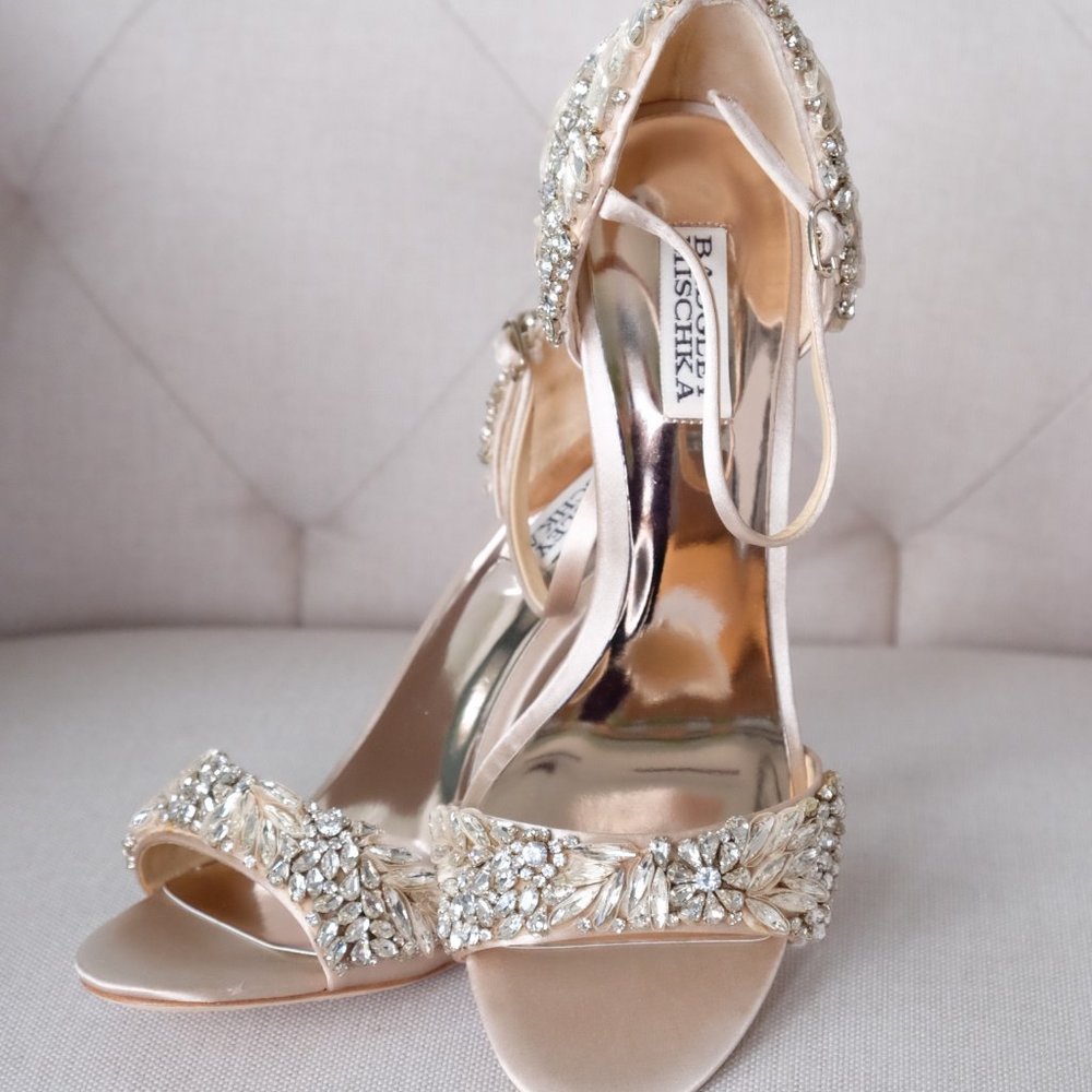 Badgley Mischka Embellished Ankle Strap Bridal Shoes